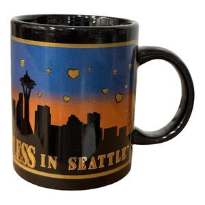 Vintage 1999 Sleepless in Seattle Black Coffee Cup Mug Tristar Movie Tom Hanks